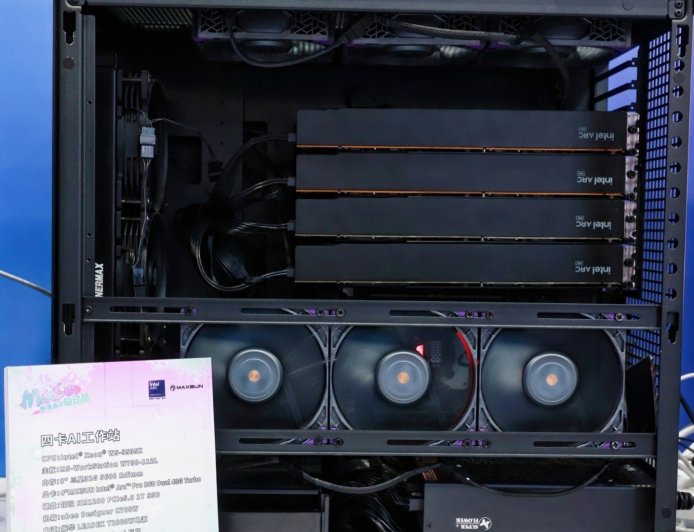 铭瑄展示合计 192GB 显存 AI 工作站，基于四张双芯锐炫 Pro B60 显卡