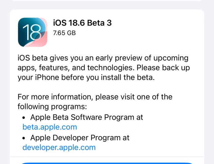 苹果发布 iOS / iPadOS 18.6 第 3 个公测版