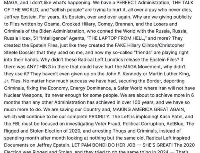 MAGA为“爱泼斯坦内战”分裂为八个阵营