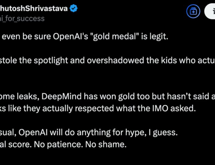 IMO 怒斥 OpenAI 自封夺金:“91 位评委均未参与评分”