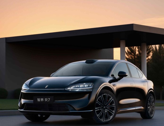 鸿蒙智行新款智界 R7 轿跑 SUV“渲染图”曝光：车标上车、前保样式更新