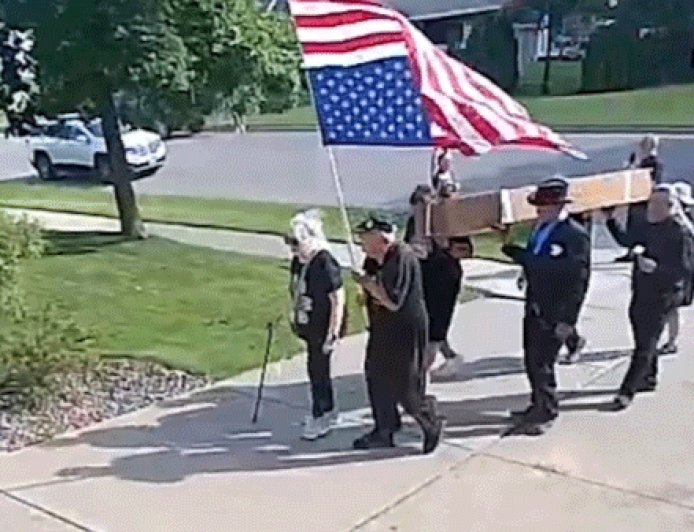 Protesters caught on camera delivering coffin to GOP congressman's front door in mock funeral procession