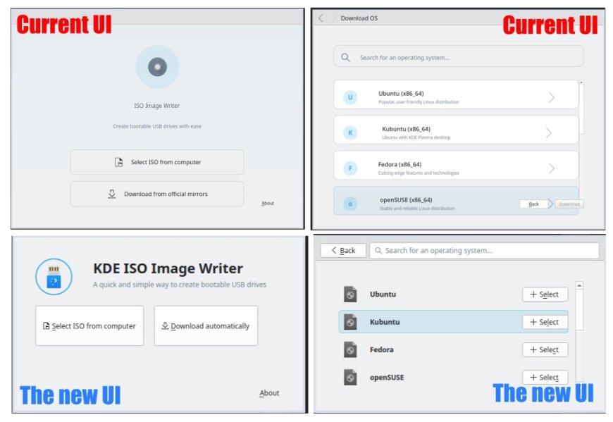 KDE ISO Image Writer 界面将焕新:迁移 QML、可直接下载 ISO 镜像