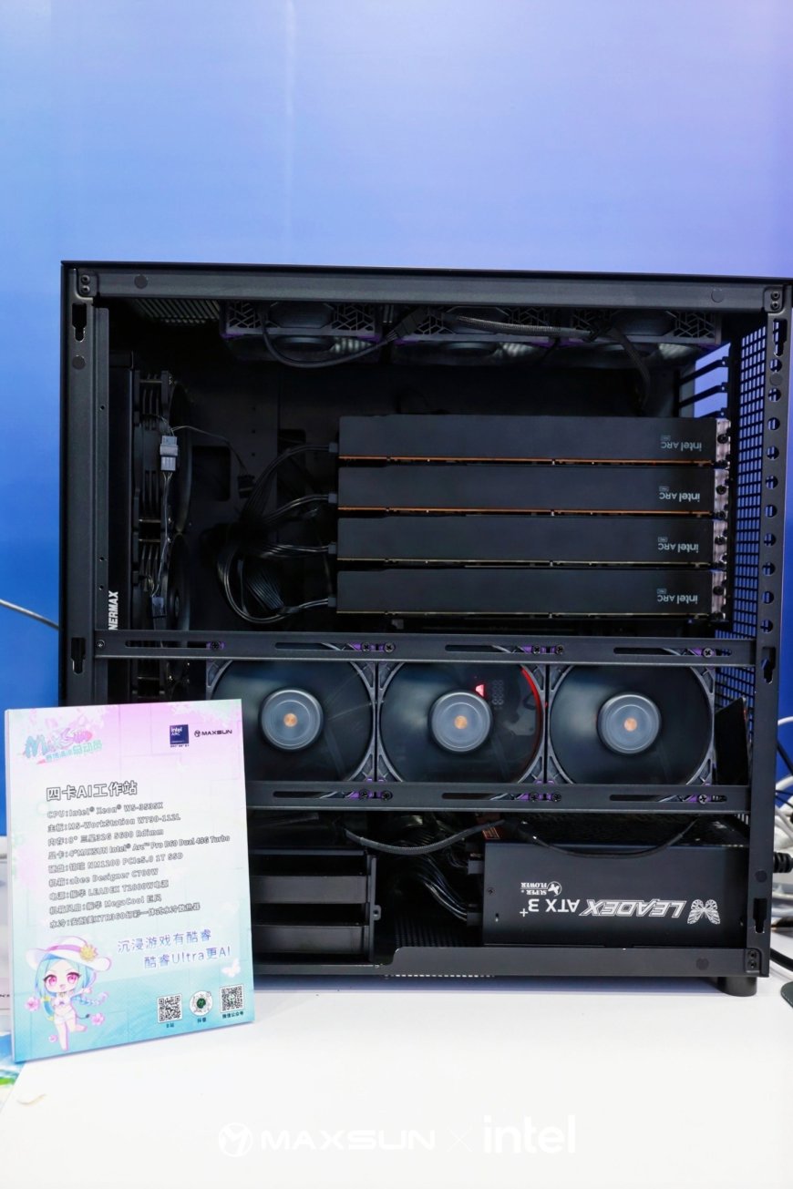 铭瑄展示合计 192GB 显存 AI 工作站,基于四张双芯锐炫 Pro B60 显卡