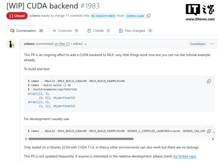 苹果 AI 框架 MLX 正新增英伟达 CUDA 支持,助开发者降低硬件成本