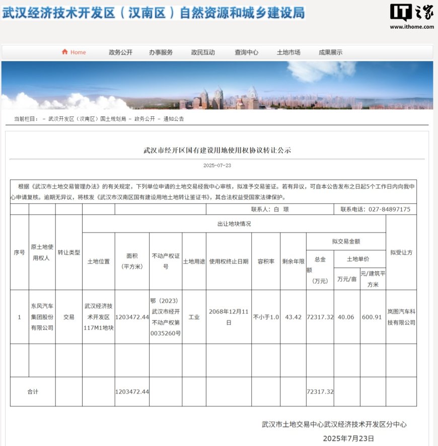 7.23 亿元,岚图汽车收购武汉东风云峰汽车工厂