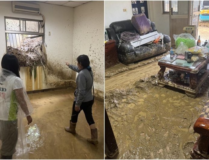 土石流沖破窗噴滿屋！　台中居民聽見「轟隆聲」全家逃亡