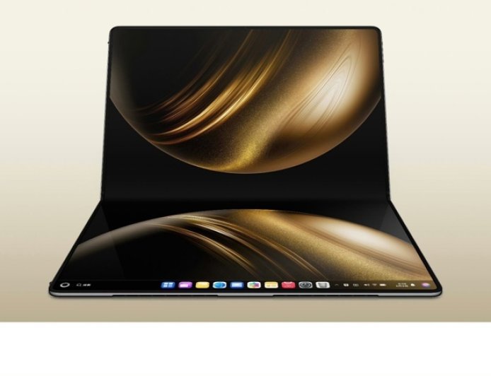 华为 MateBook Fold 折叠屏笔记本搭配全功能 USB-C 接线缆可用显示器模式