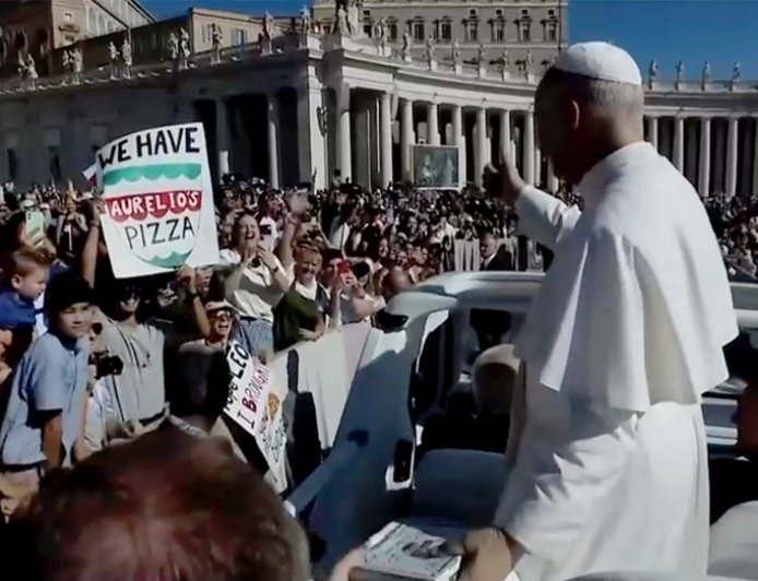 Pizza for pope survived van breakdown, TSA security and more drama before finally reaching Catholic leader