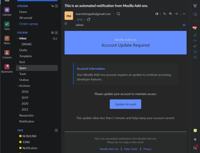 官方示警：假冒 Mozilla 邮件横行，火狐 Firefox 浏览器用户 / 开发者须警惕新钓鱼活动