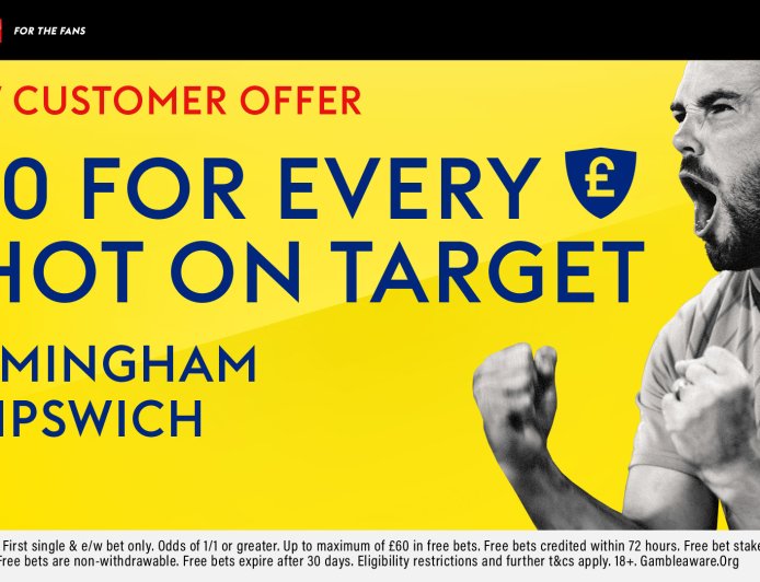 Birmingham v Ipswich betting offer: Bet anything and get a free £10 bet for every shot on target with Sky Bet