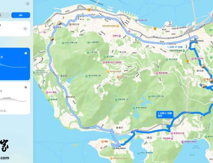 骑自行车游大街小巷：苹果地图“骑行导航”功能上线中国香港、中国台湾地区