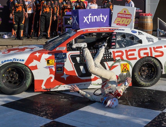 NASCAR driver Connor Zilisch breaks collarbone after hard fall in Victory Lane