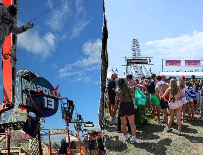 Thrill ride malfunctions at popular music festival, leaving riders stuck upside down
