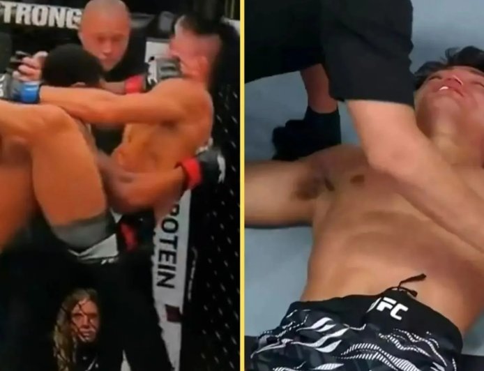 UFC fighter ‘glad to be alive’ after insane powerbomb KO fans are calling Knockout of the Year leaves him unconscious