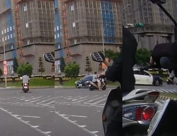 20秒療癒片！騎士闖紅燈警車面前轉彎　網友笑翻：遇到天敵