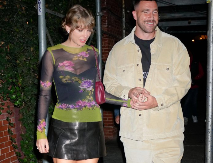 Every Time Taylor Swift and Travis Kelce Blushed Over Each Other in Public