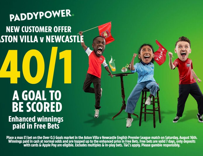 Aston Villa vs Newcastle betting offer: Get 40/1 on goal scored on Paddy Power
