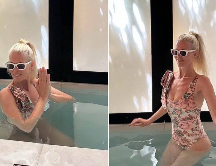 Supermodel Claudia Schiffer, 54, shows off youthful figure during summer ice plunge