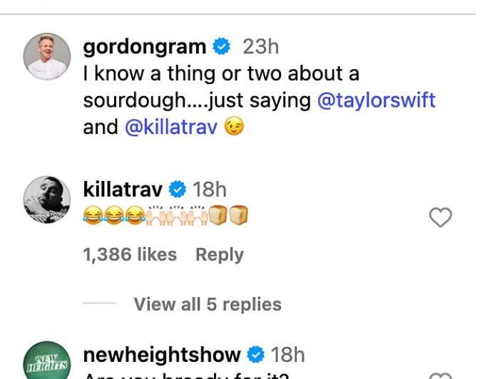 Gordon Ramsay's Sourdough Shout-Out to Taylor Swift Has Travis Kelce Reeling