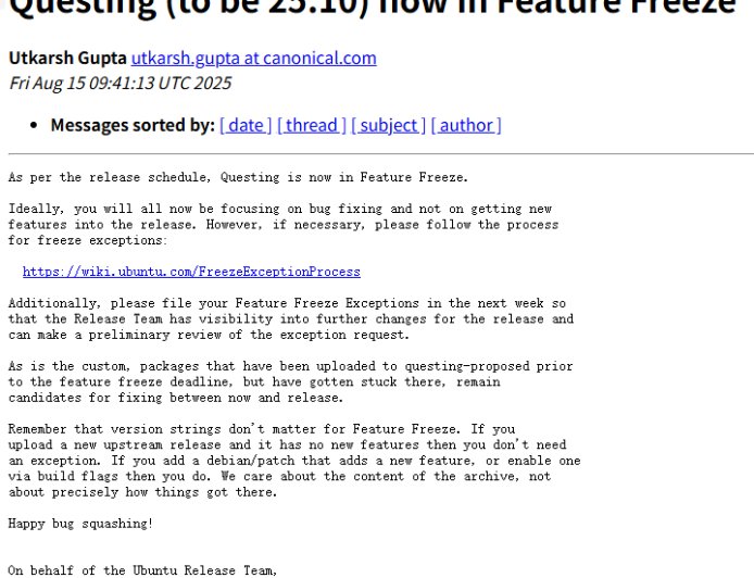 Ubuntu 25.10 进入功能冻结阶段，计划 10 月发布