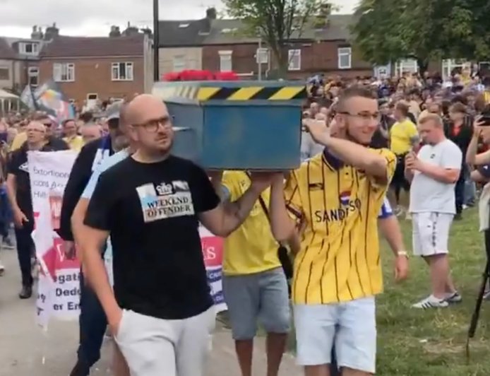 Sheffield Wednesday fans stage mock funeral before return to Hillsborough