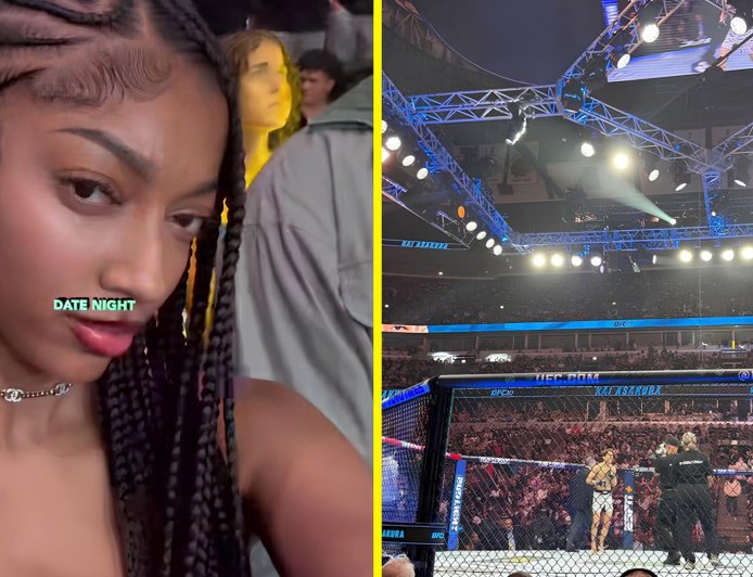 Angel Reese enjoys ‘date night’ with mystery man at UFC event and NBA fans have wild theory about who it is
