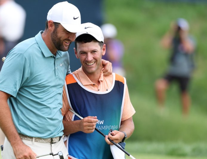 Scottie Scheffler’s stand-in caddie banks $360k as world No.1 stays on pace to eclipse stunning Tiger Woods record