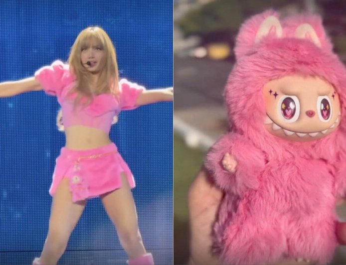 Lisa化身粉紅Labubu性感又可愛 掛著全球唯一公仔唱跳