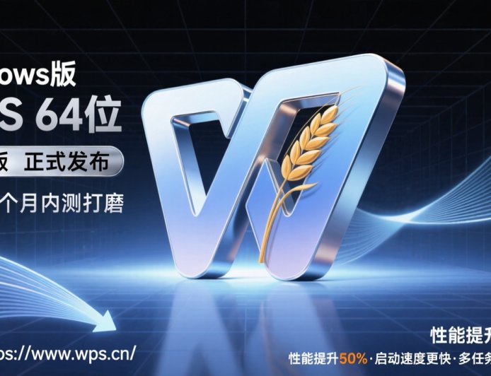 Win10 / Win11 版 64 位金山 WPS 办公套件正式发布：性能提升 50%，历经 15 个月打磨