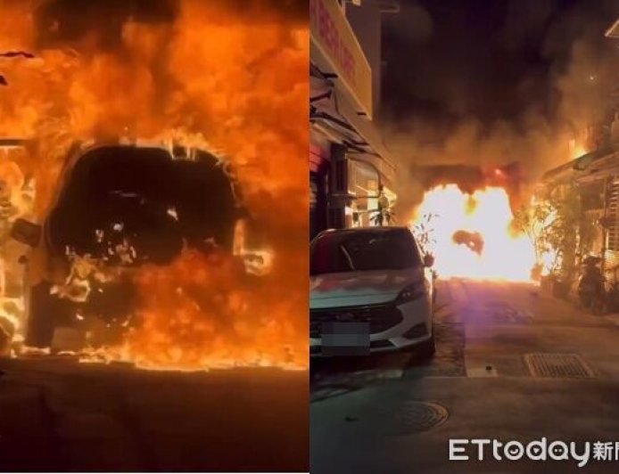 新店大火畫面曝！巷弄內「烈焰吞噬轎車」　住宅陷火海伴爆炸聲