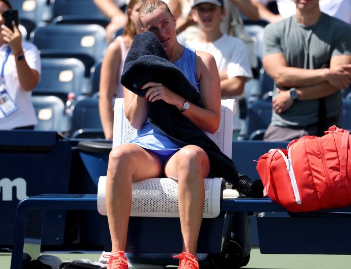 Two-time Wimbledon champion in tears on court as she retires at US Open