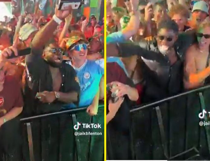 Micah Richards parties with fans as he dances to Joleon Lescott’s DJ set at Reading Festival