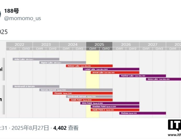 2026~2027 年英特尔 / AMD 笔记本处理器路线图曝光