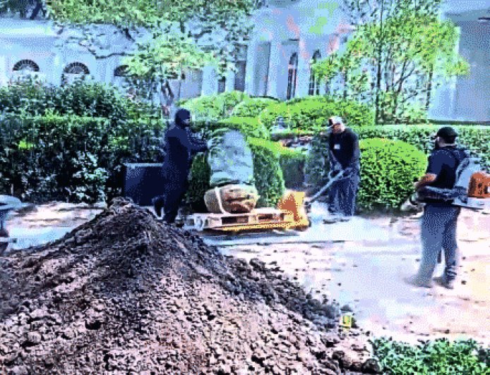 White House security footage reveals Rose Garden stone damage allegedly caused by subcontractor equipment