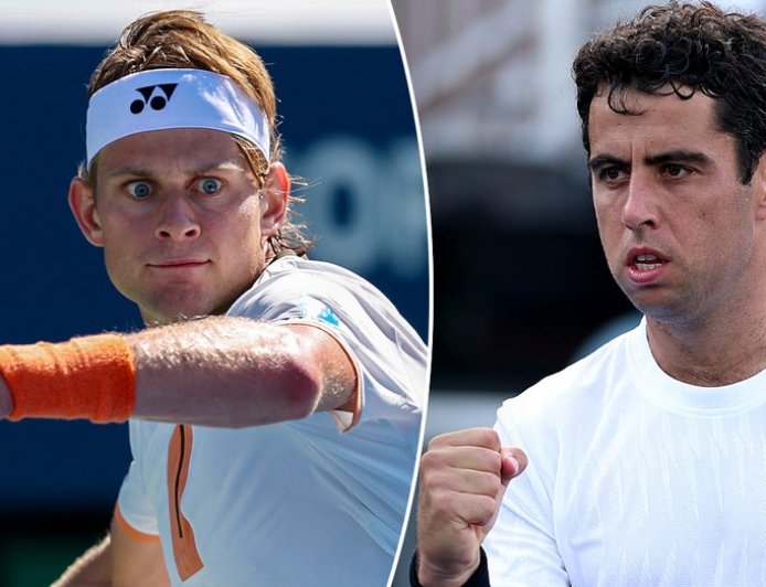 Tennis players confront each other at net over grunting controversy during US Open