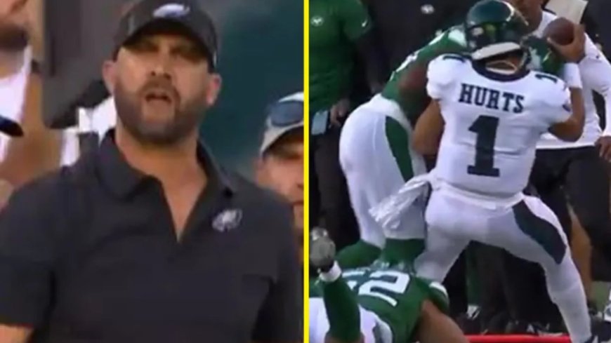 Brutal late hit on Jalen Hurts saw Eagles boss Nick Sirianni launch X-rated attack on rival coach