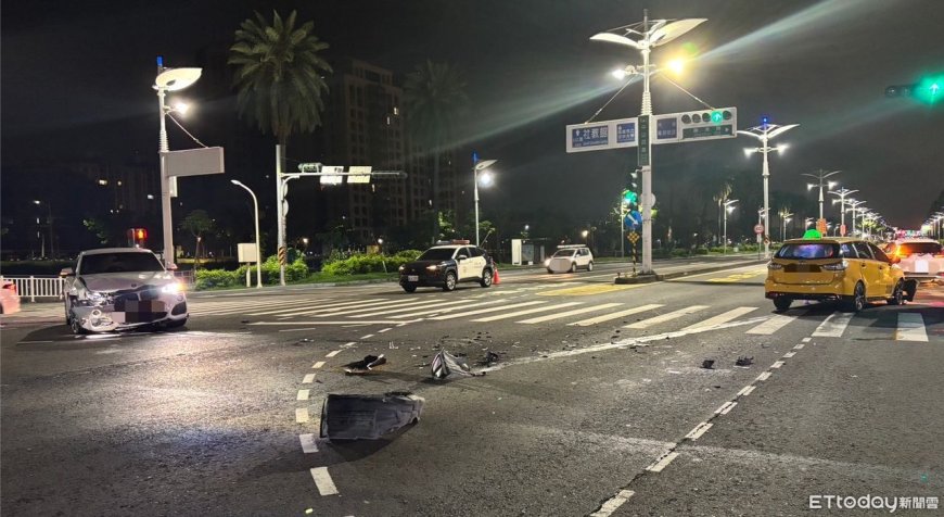 高雄BMW不甩號誌畫面曝！對向小黃閃不及衝撞　車頭毀釀1傷