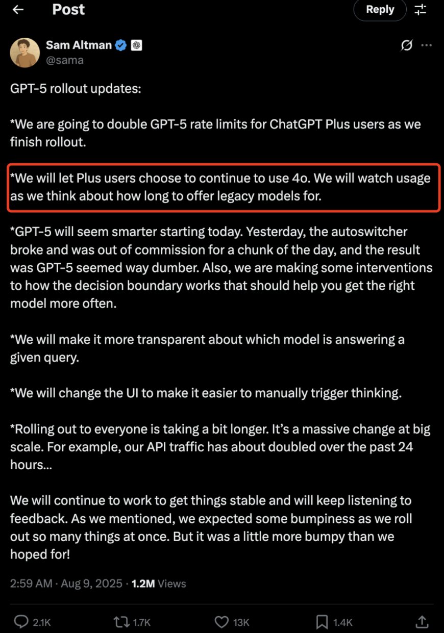 ChatGPT 为何退回了 4o ?