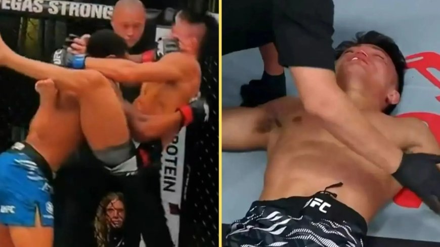 UFC fighter ‘glad to be alive’ after insane powerbomb KO fans are calling Knockout of the Year leaves him unconscious