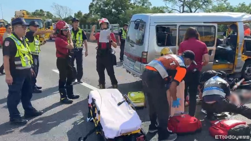 快訊／廂型車國道追撞防撞車！　嘉義某國中棒球隊8傷送醫