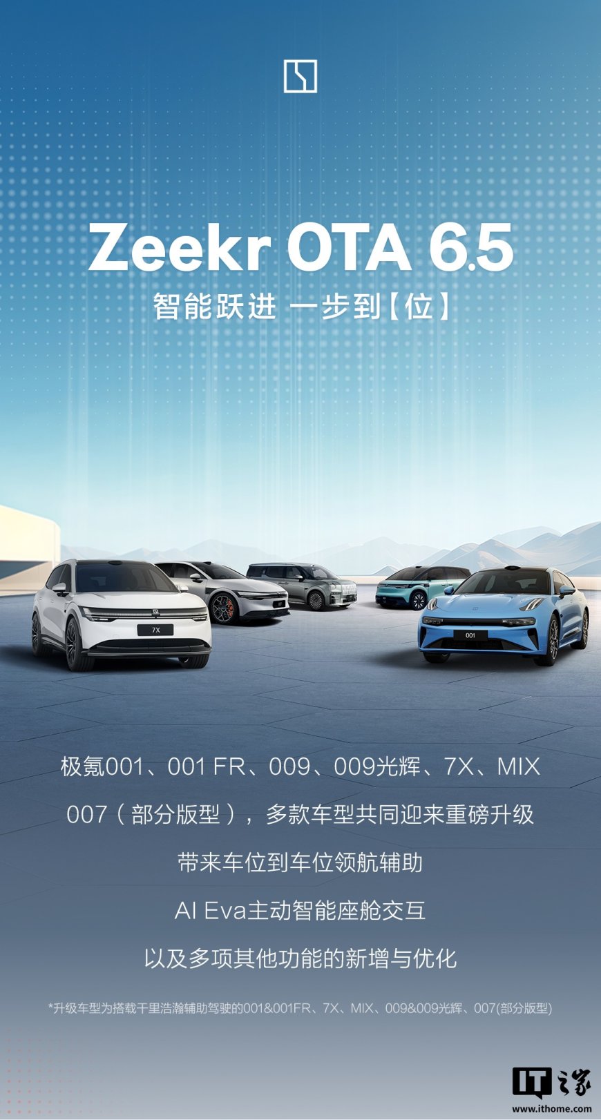 极氪推送 OTA 6.5 更新:车位到车位领航、跨层记忆泊车等功能上线,AEB 刹停时速扩大至 120km/h