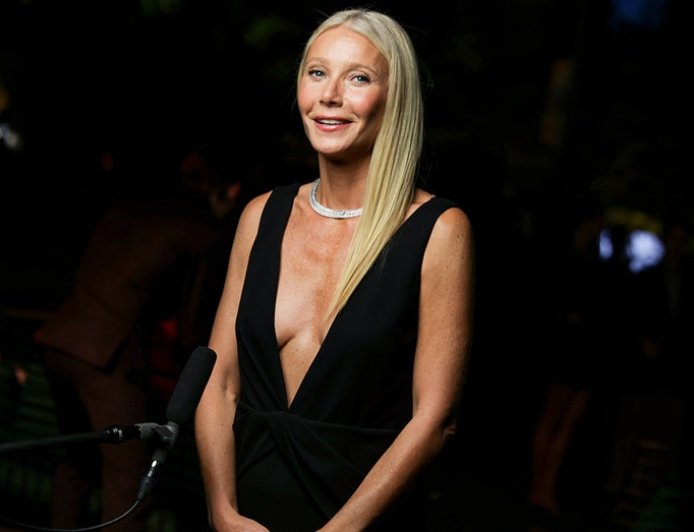 Gwyneth Paltrow shows off figure in blue bikini during summer getaway with husband Brad Falchuk