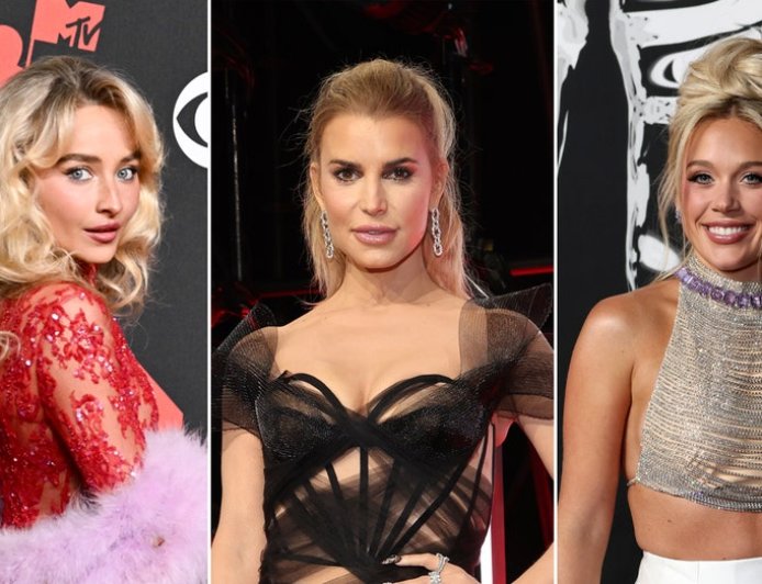 Sabrina Carpenter, Jessica Simpson, Megan Moroney heat up VMAs red carpet in sheer gowns