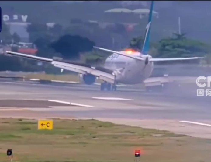 加拿大载有 164 人的波音 737-8 型客机在荷属圣马丁硬着陆，飞机右翼受损