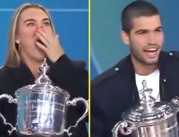 Carlos Alcaraz left gobsmacked as Aryna Sabalenka immediately apologises over live interview gaffe
