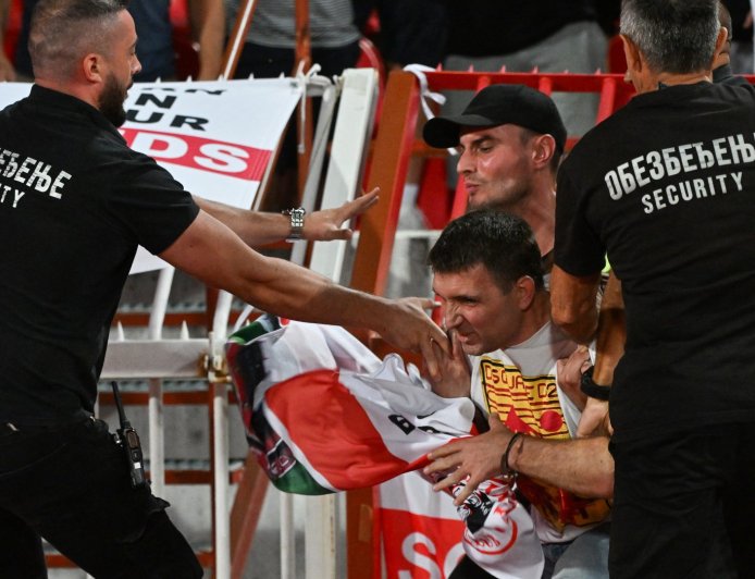 Riot police storm stands after referee was forced to stop Serbia vs England