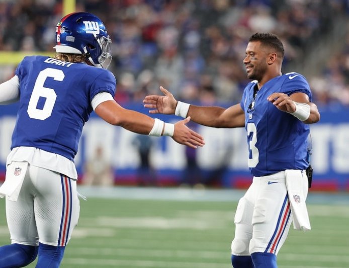 Russell Wilson on Jaxson Dart: 'My focus is helping the New York Giants win'