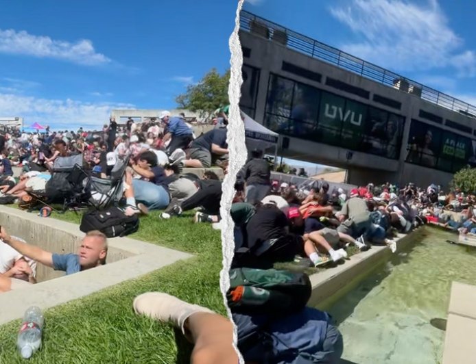 Video shows witnesses to Charlie Kirk assassination dropping to ground in campus attack