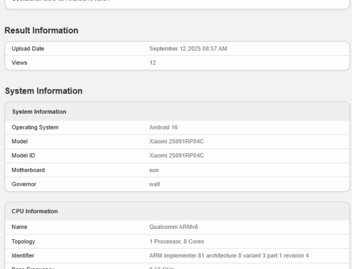 小米平板 8 Pro 现身 Geekbench，搭载骁龙 8 至尊版处理器